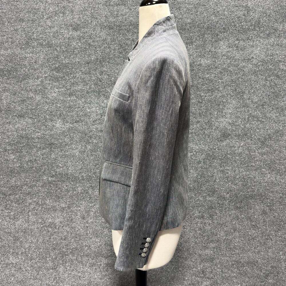 Veronica Beard Blazer Womens 8 Blue Farley Dickey Jacket Herringbone Linen - Picture 4 of 16